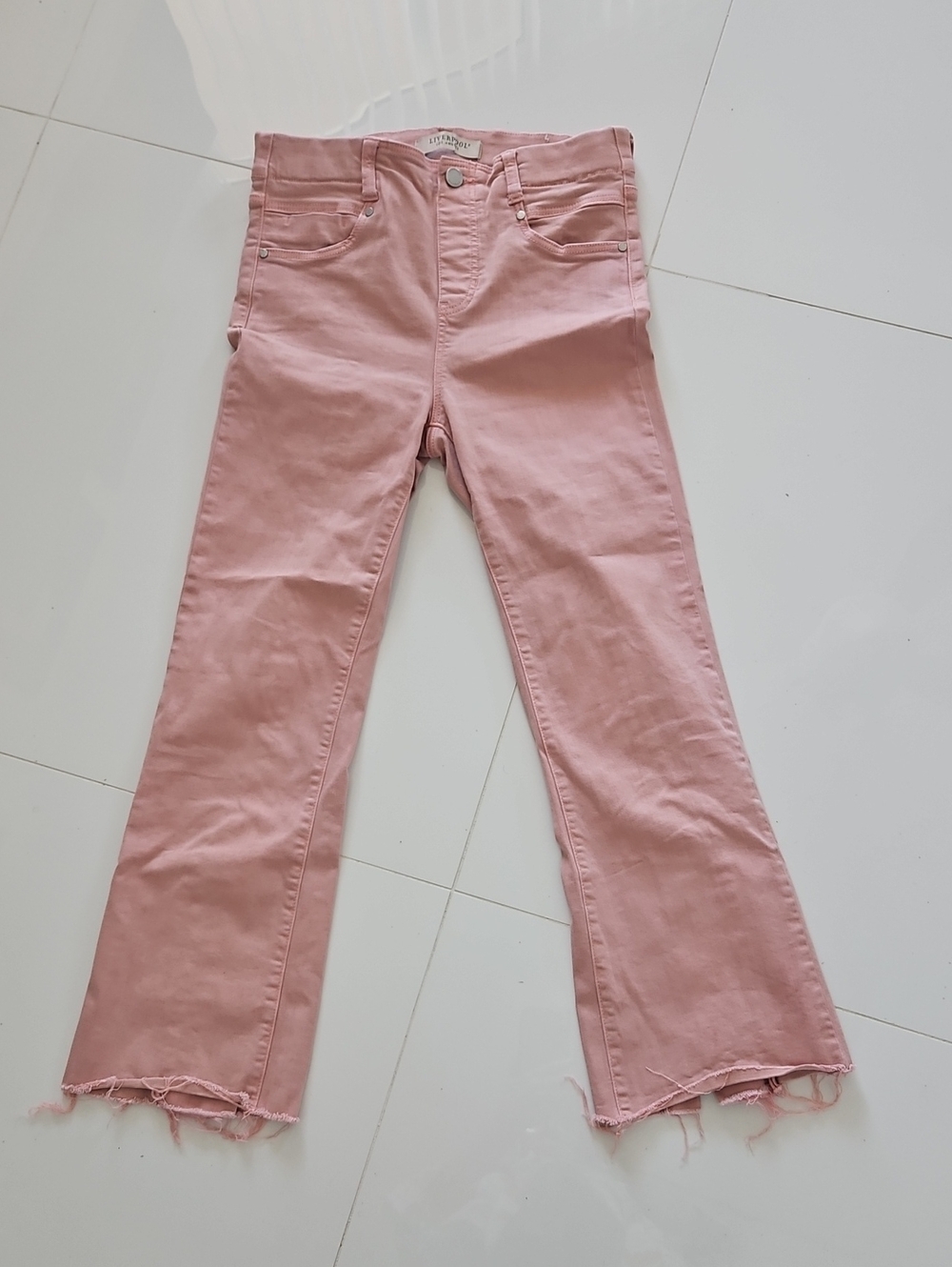Liverpool Dusty Pink Flare Crop Jeans